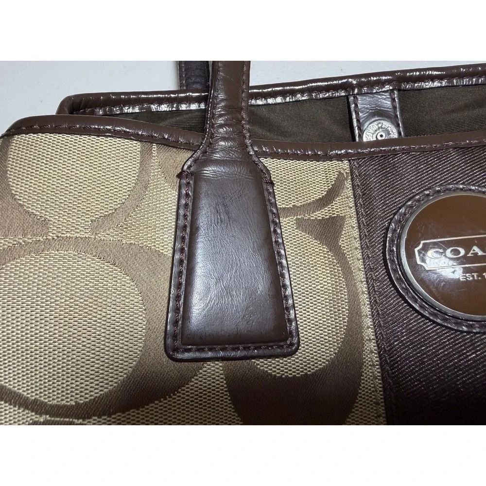 Vintage Coach Signature Stripe Framed Carryall Bag Y2K Kiss-Lock Satchel F13533